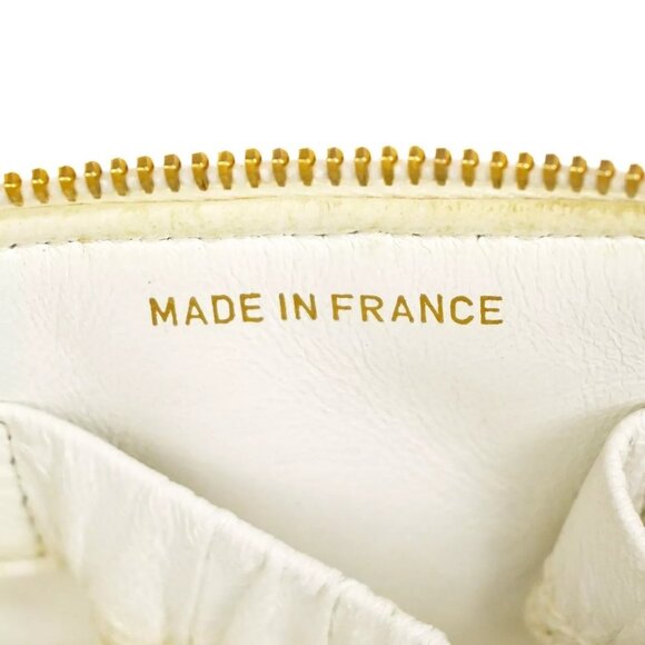 CHANEL Logo Matelasse Vanity Hand Bag Leather White GHW France Vintage - Picture 7 of 15